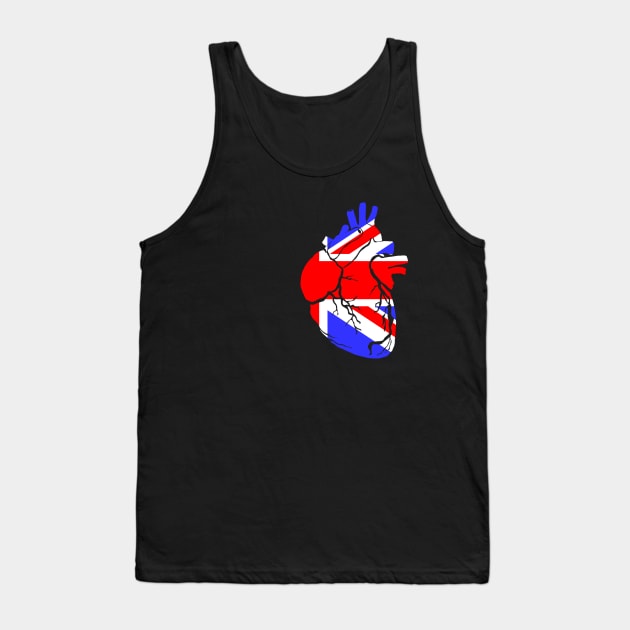 Union Flag Heart, Anatomical Design Tank Top by Bun Art Store